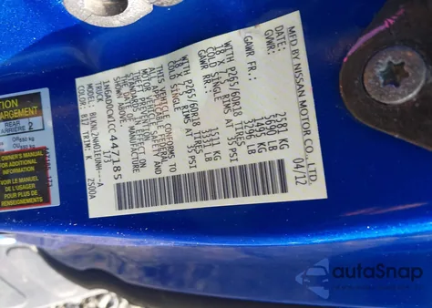 2012 Nissan Frontier Sv z USA, uszkodzony, nr VIN 1N6AD0CW1CC447185